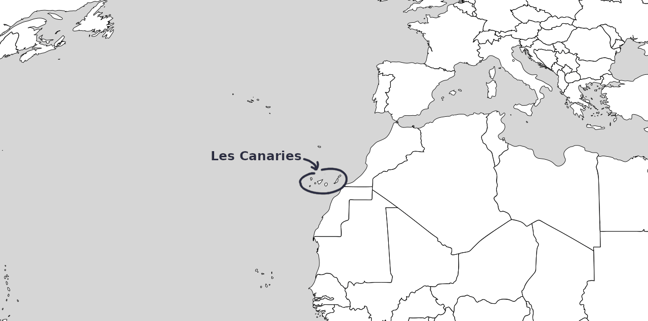 Carte des Canaries avec Afrique et Union Européenne